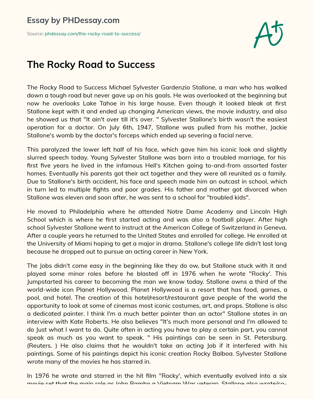 The Rocky Road to Success essay