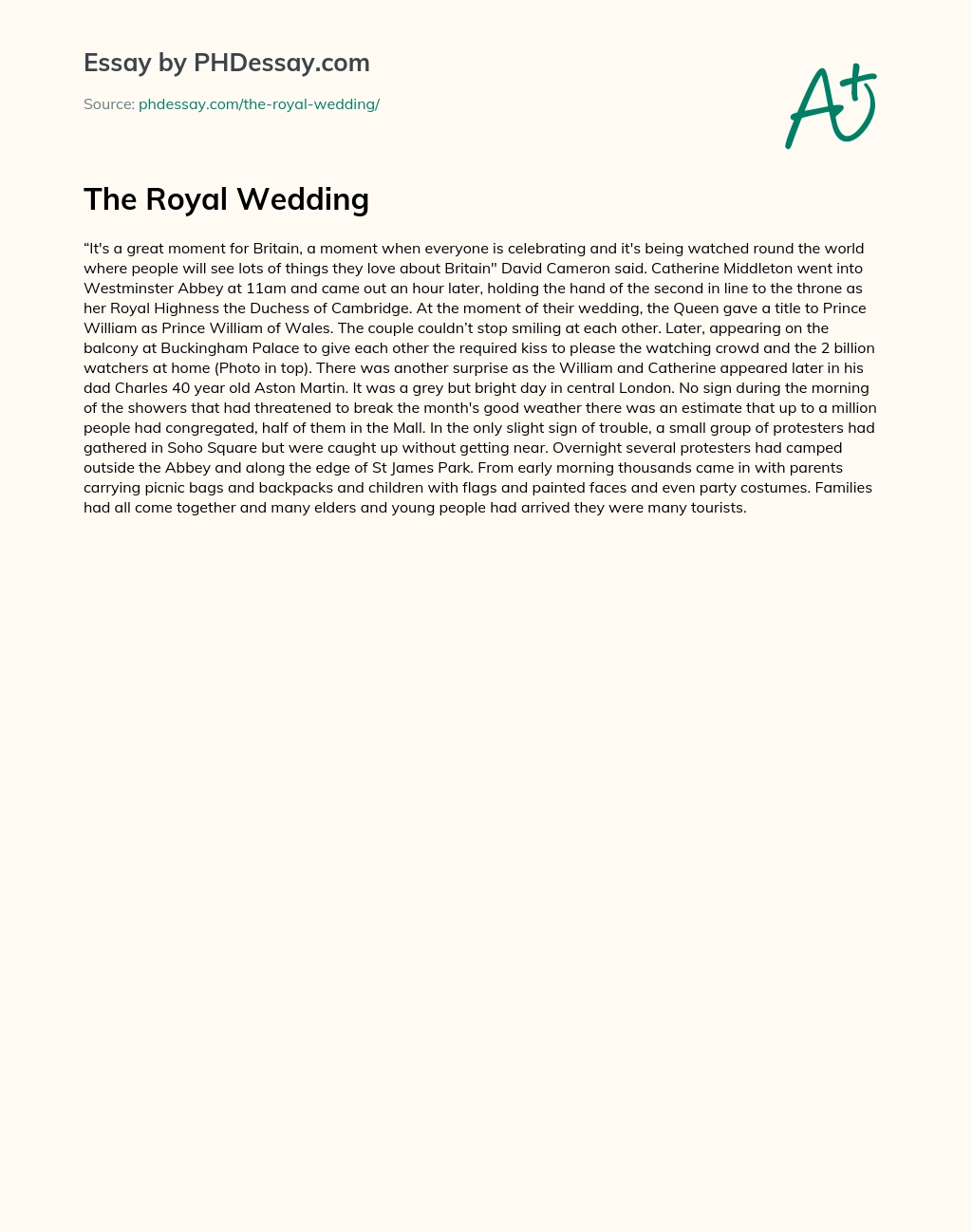 The Royal Wedding essay