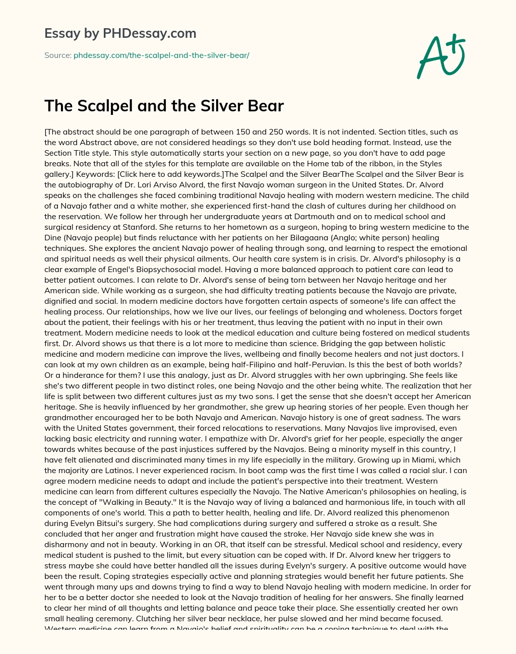 The Scalpel and the Silver Bear essay