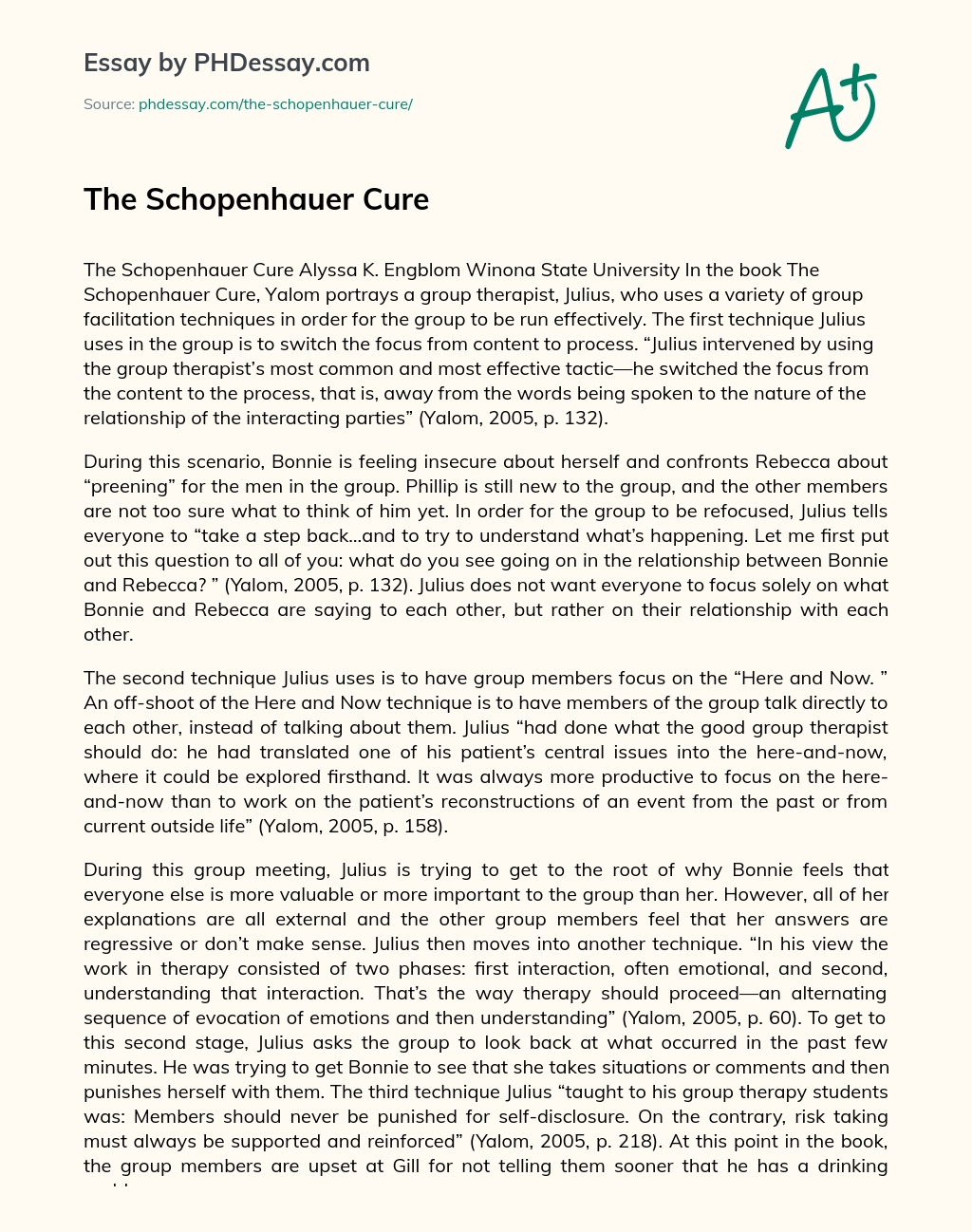 The Schopenhauer Cure essay
