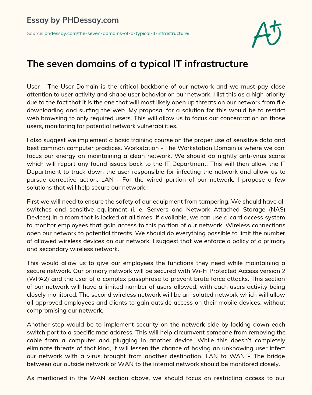 The seven domains of a typical IT infrastructure essay