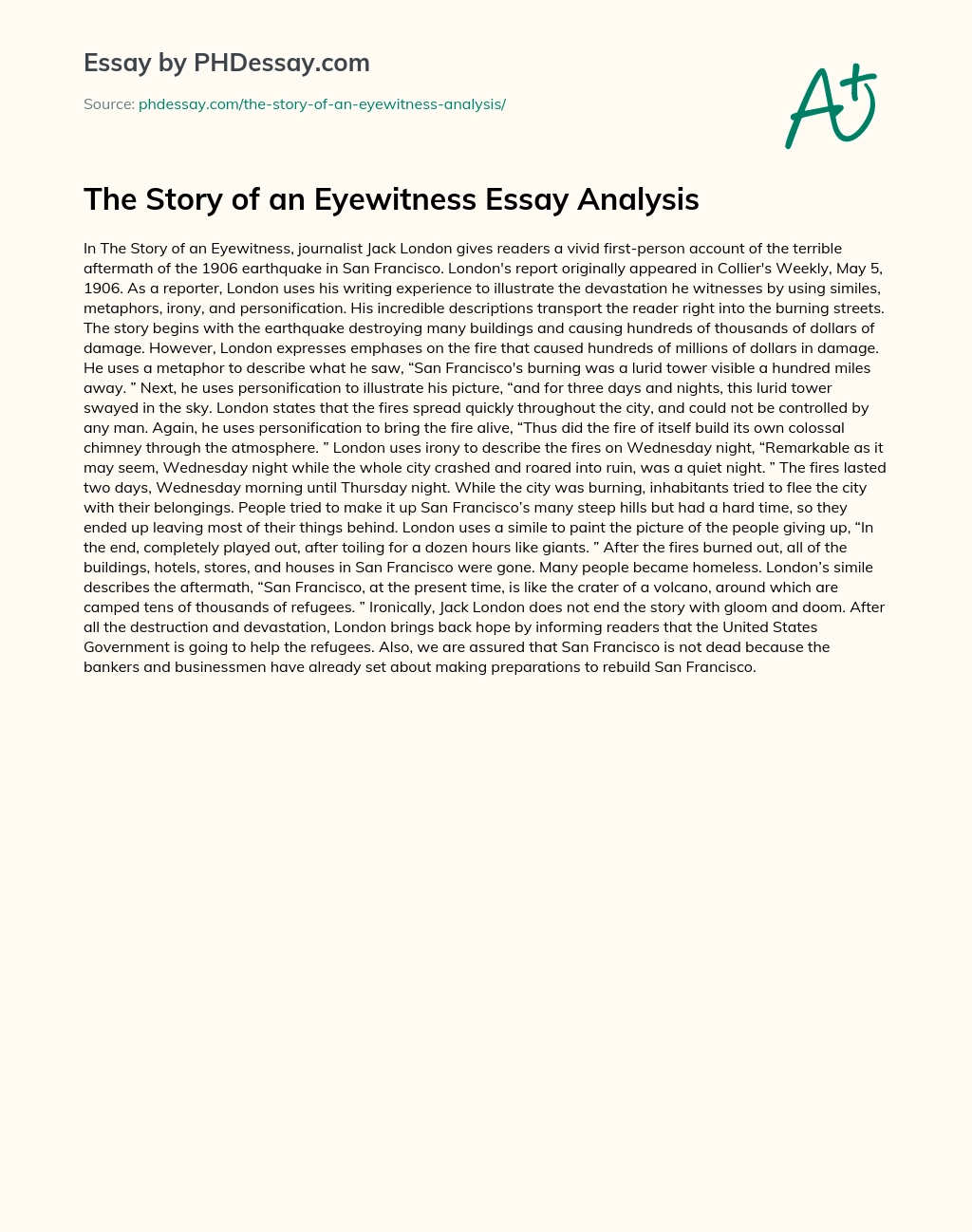 the story of an eyewitness essay