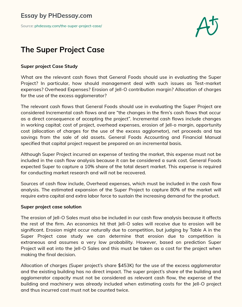 The Super Project Case essay