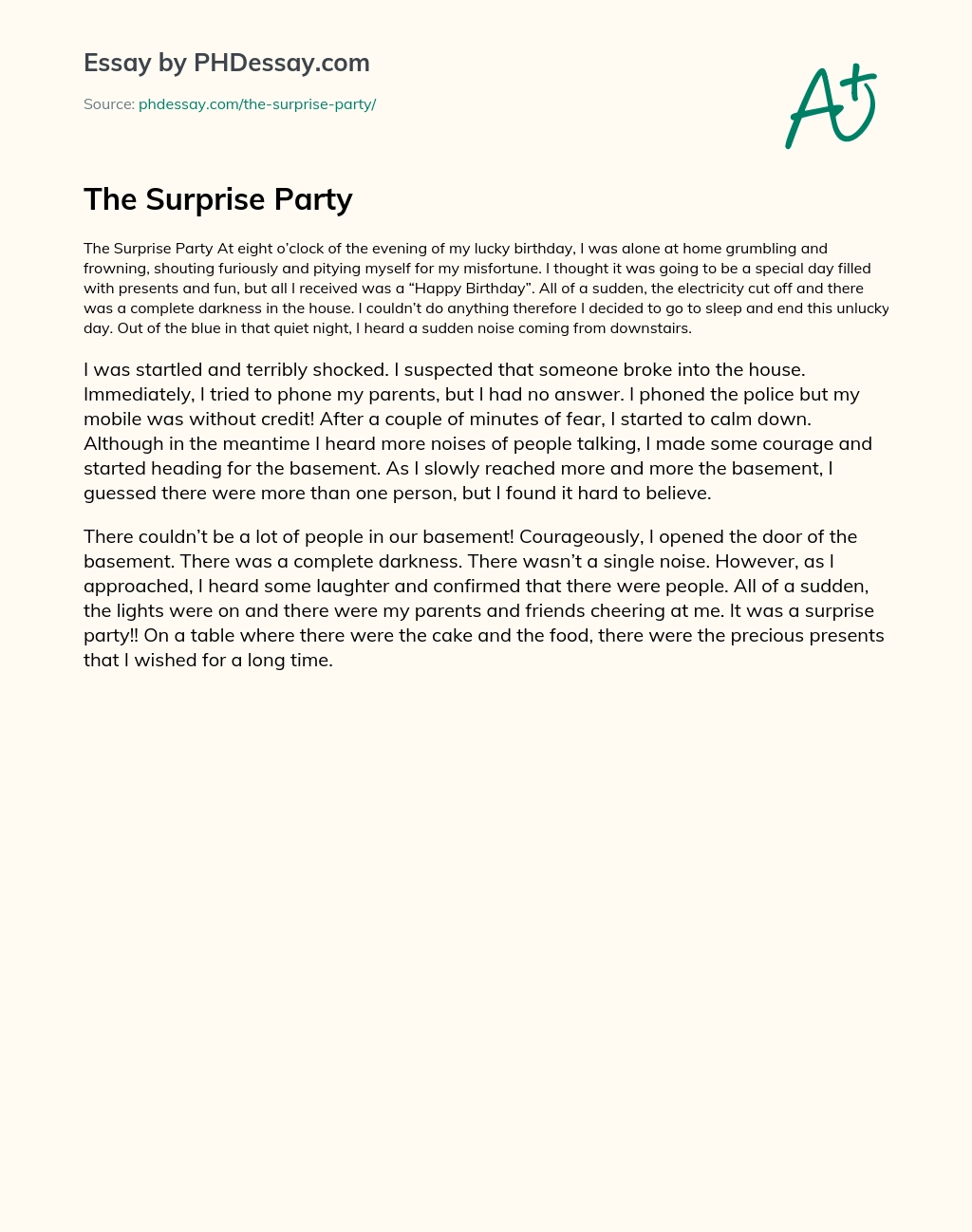 The Surprise Party essay