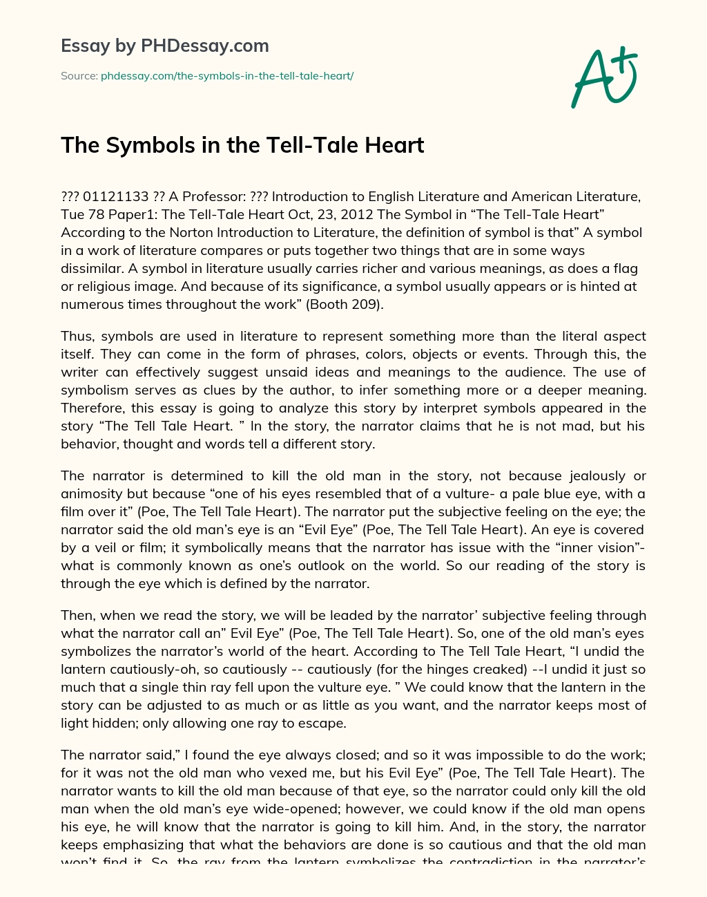 The Symbols in the Tell-Tale Heart essay