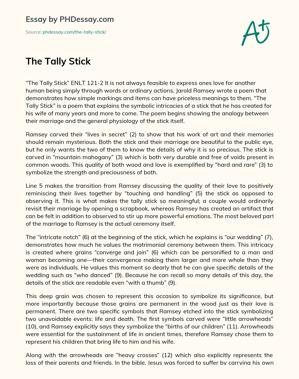 The Tally Stick essay