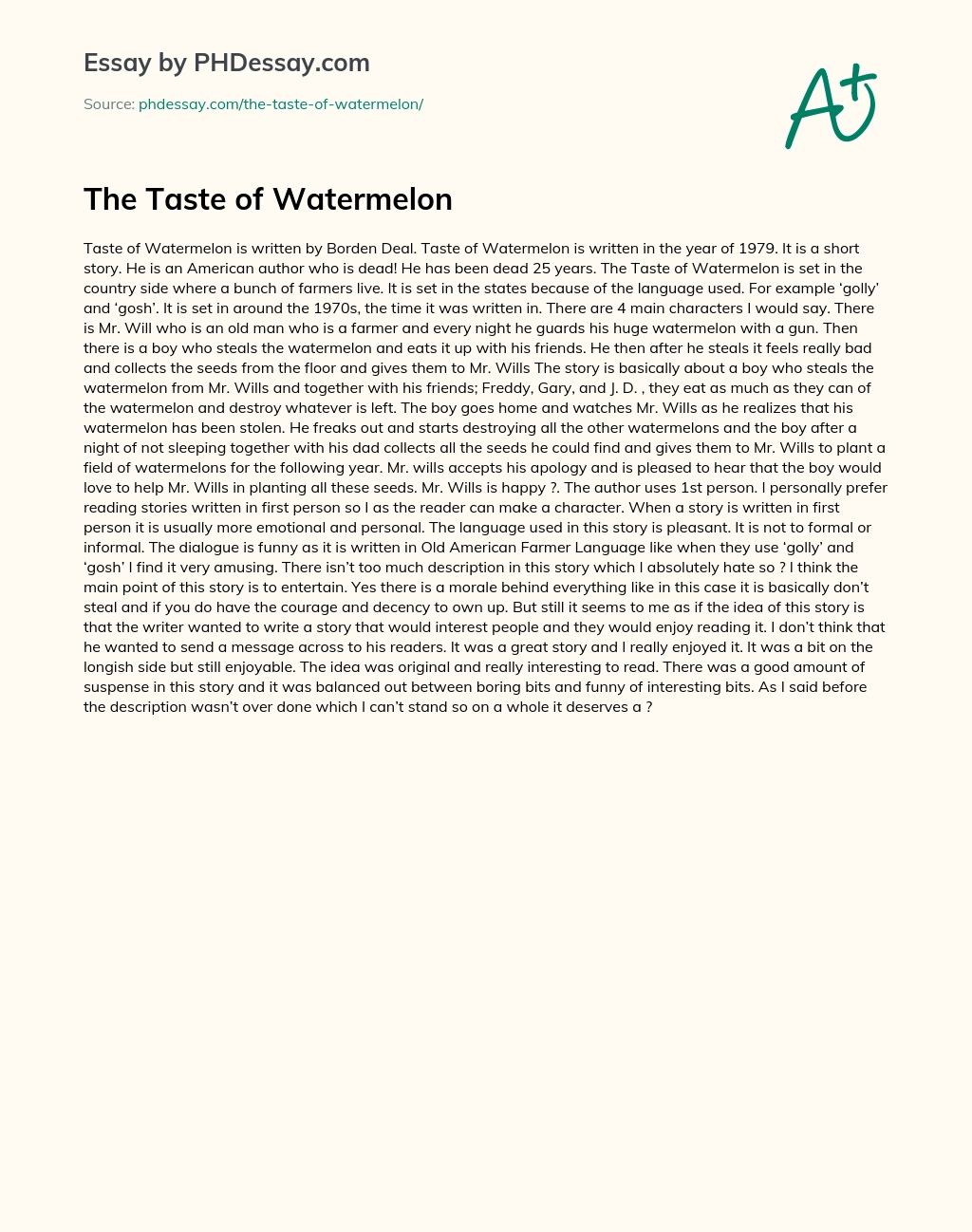 The Taste of Watermelon essay