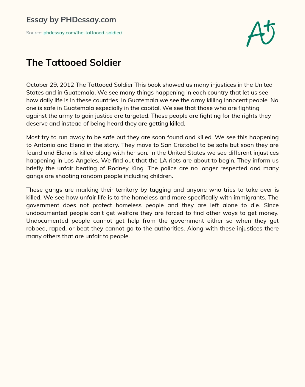 The Tattooed Soldier essay