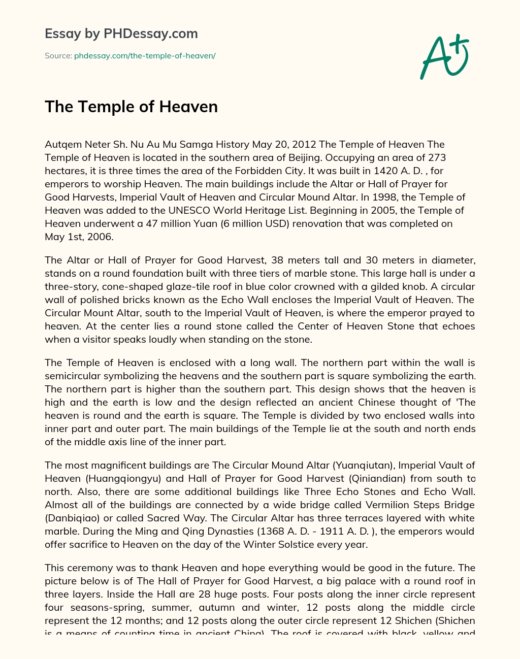 The Temple of Heaven essay