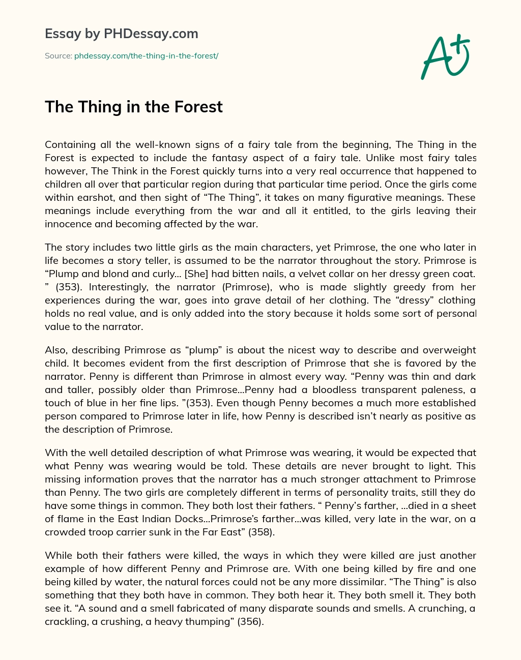 The Thing in the Forest essay