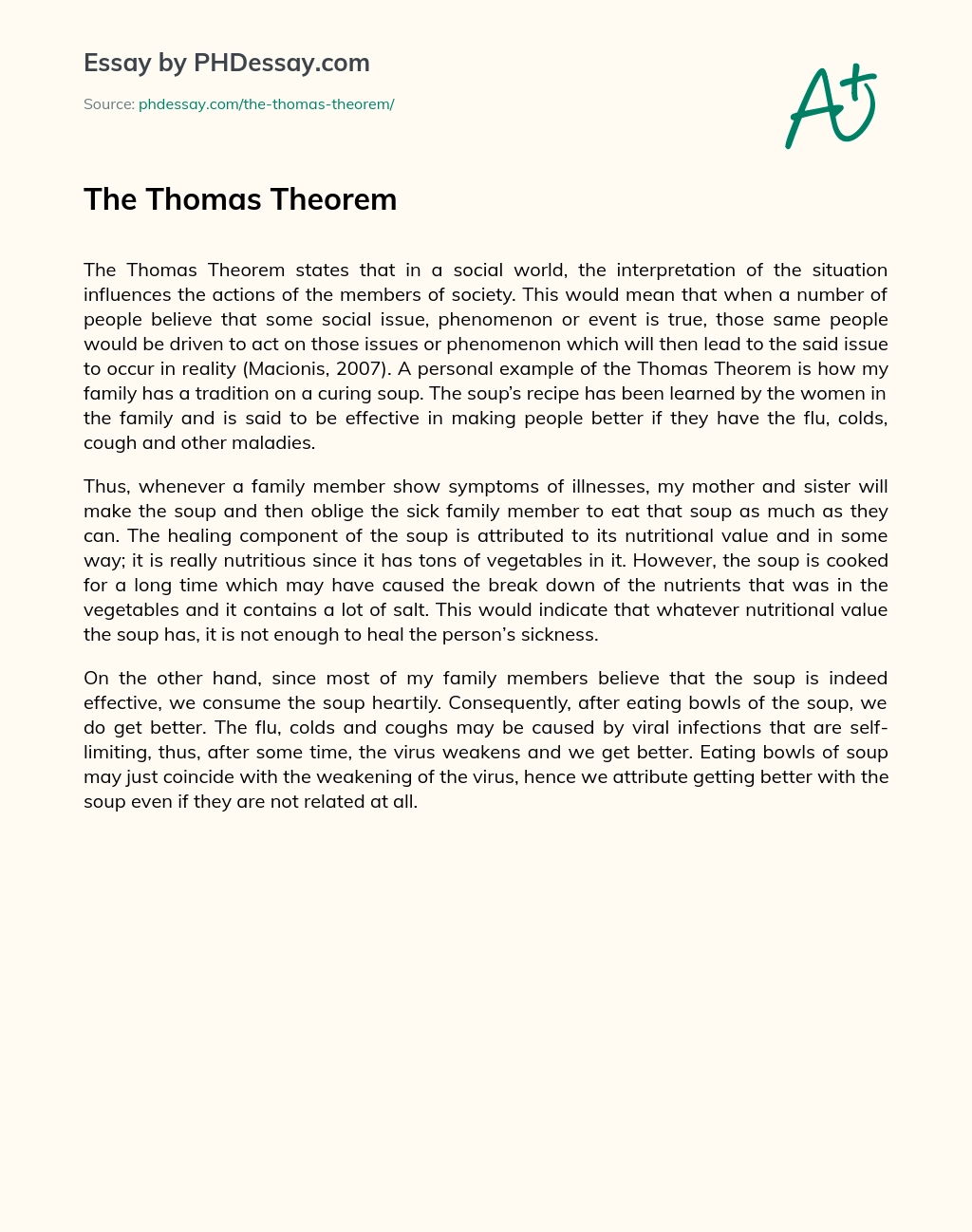 The Thomas Theorem essay