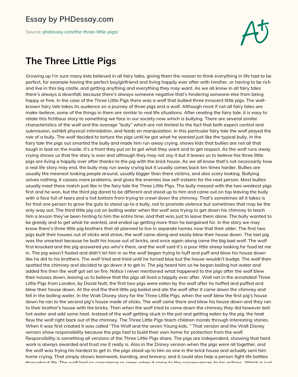The Three Little Pigs essay