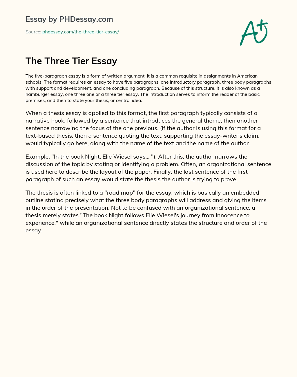 The Three Tier Essay - PHDessay.com
