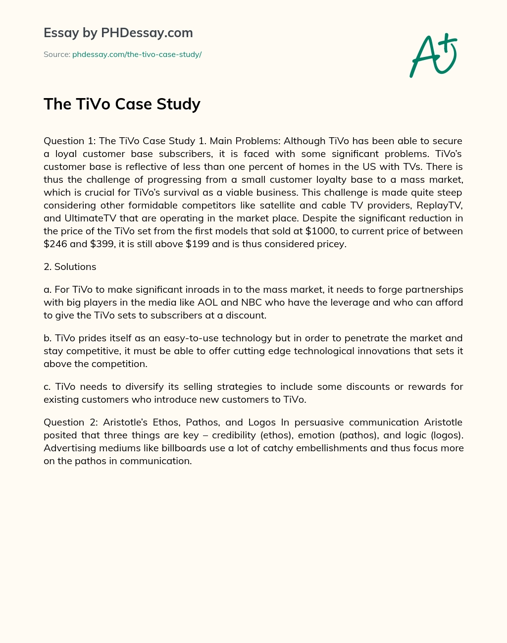 The TiVo Case Study essay