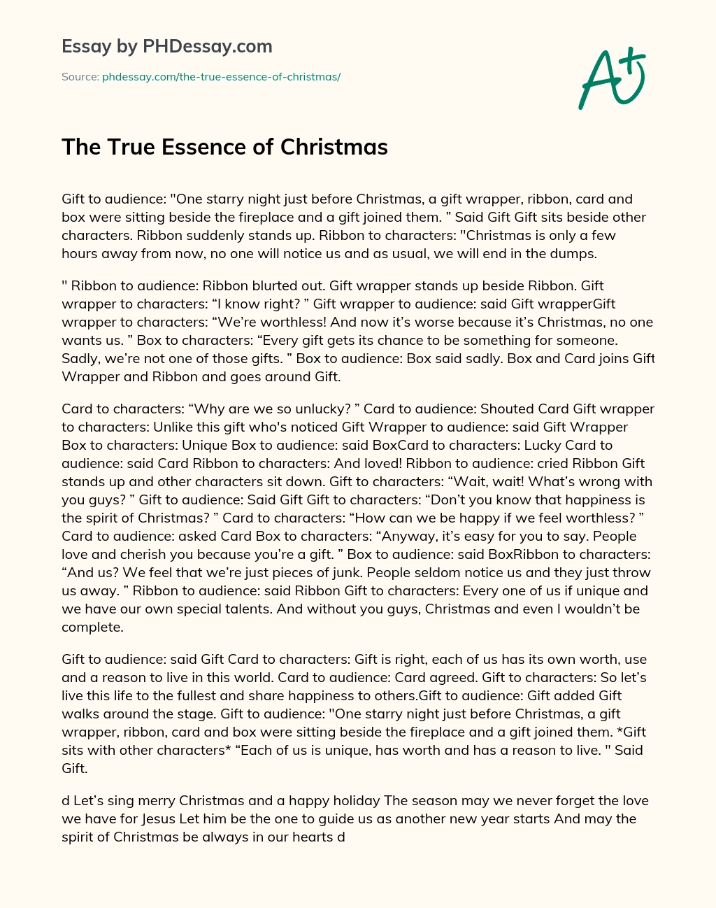 The True Essence of Christmas essay