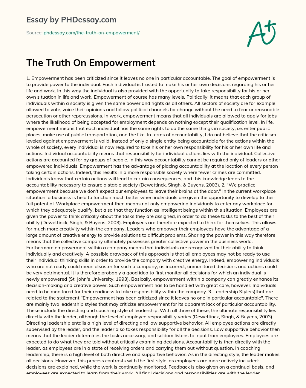 The Truth On Empowerment essay