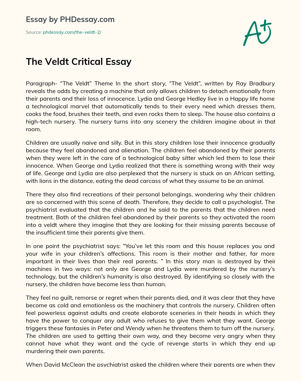 thesis of the veldt