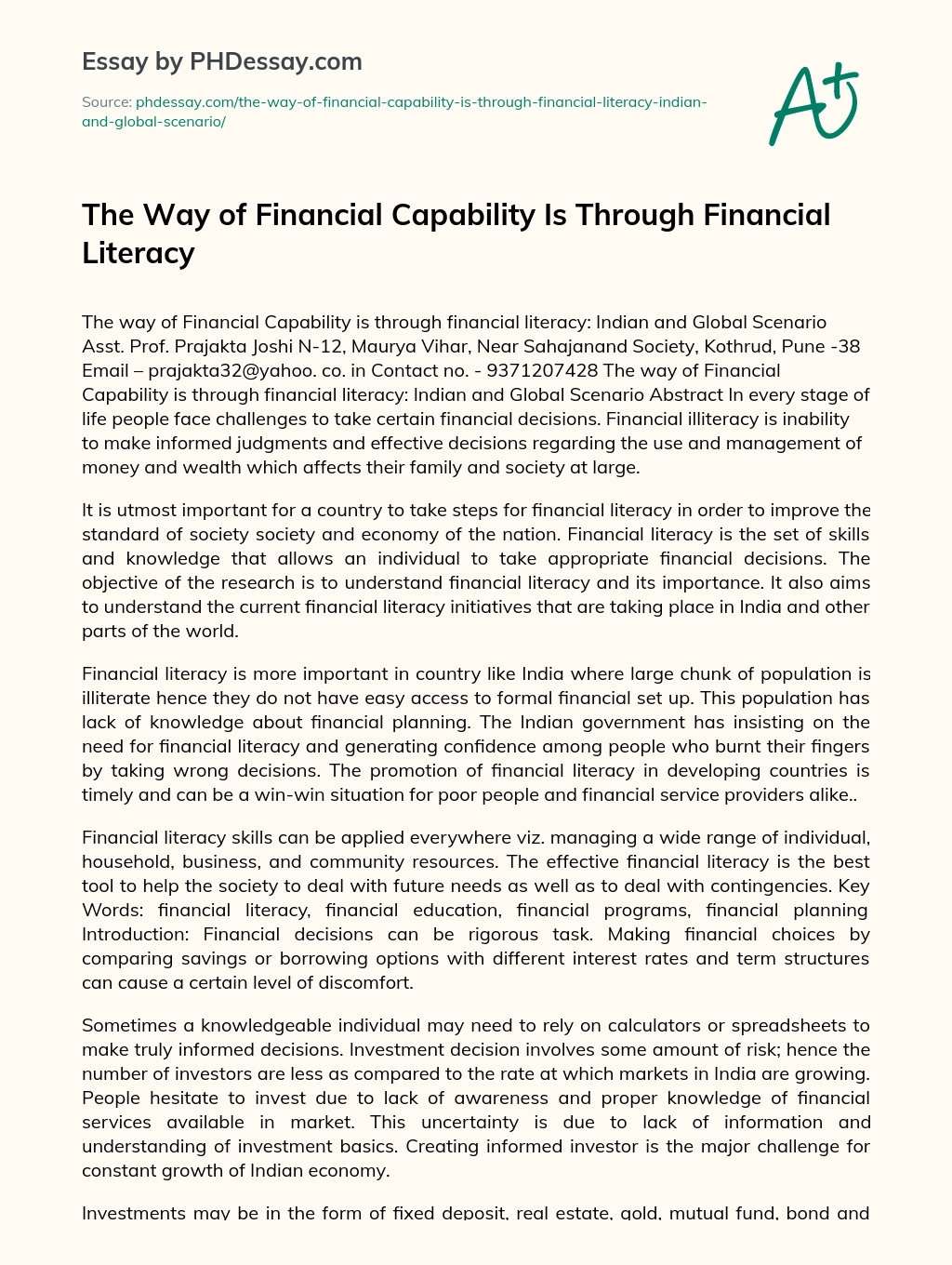 Essay on financial literacy successful forex trading