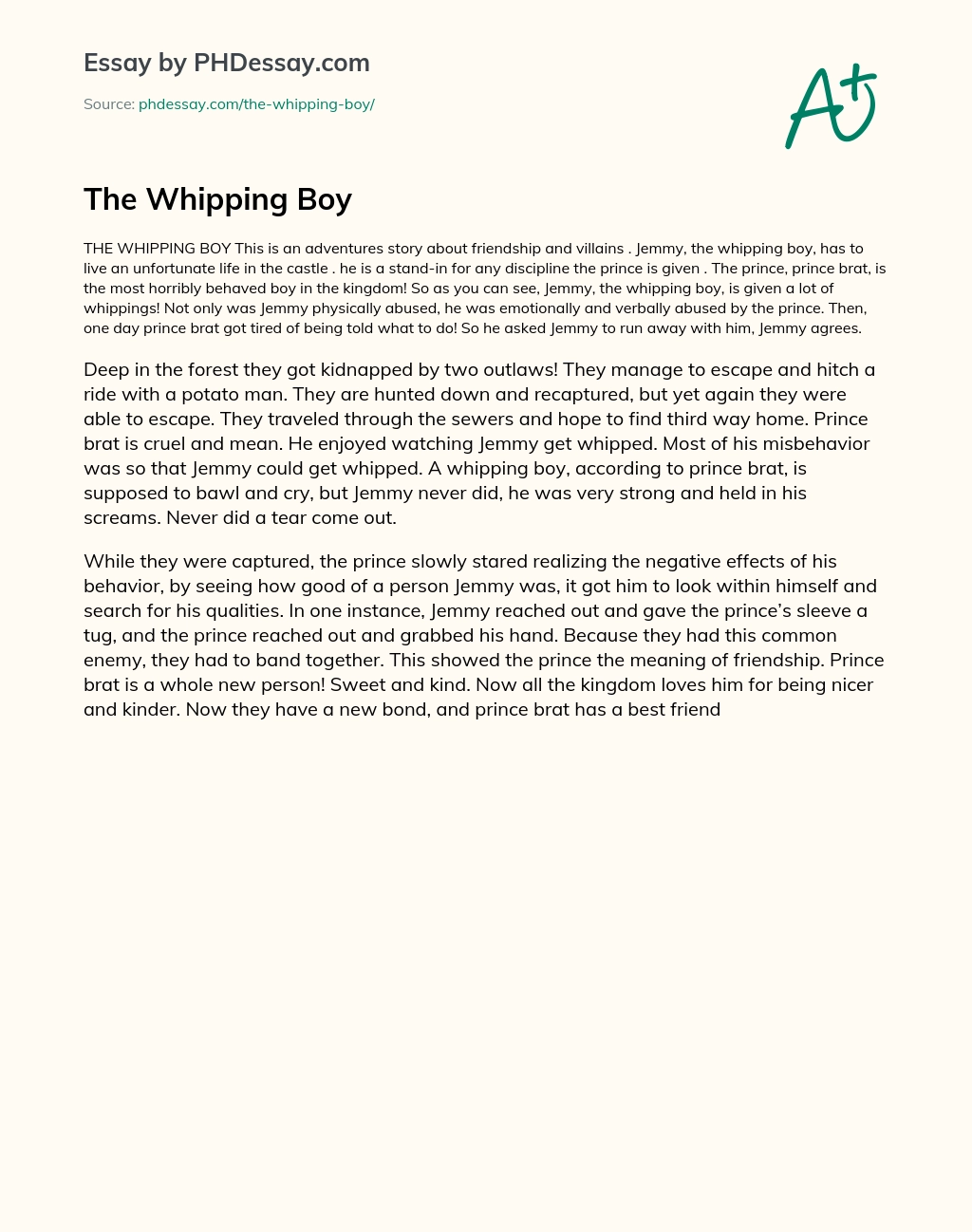 The Whipping Boy essay