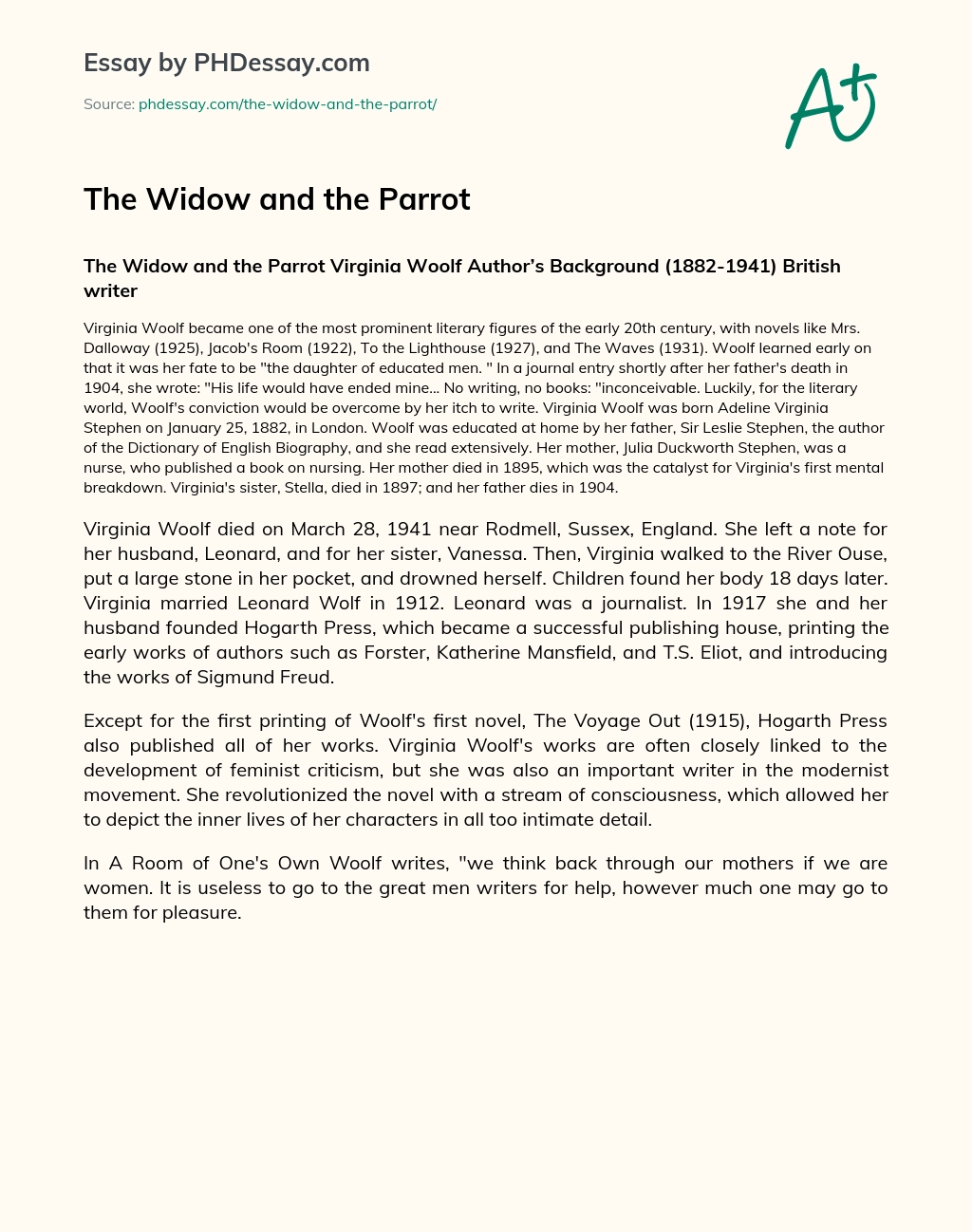 The Widow and the Parrot essay
