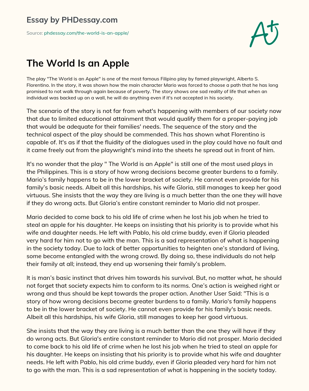 The World Is an Apple essay