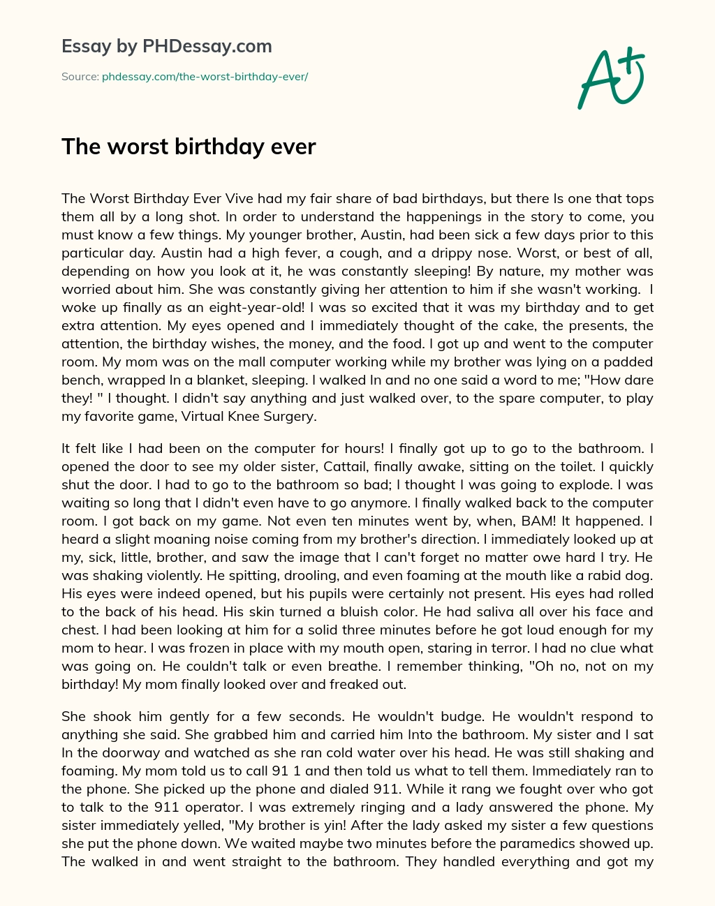 The worst birthday ever essay