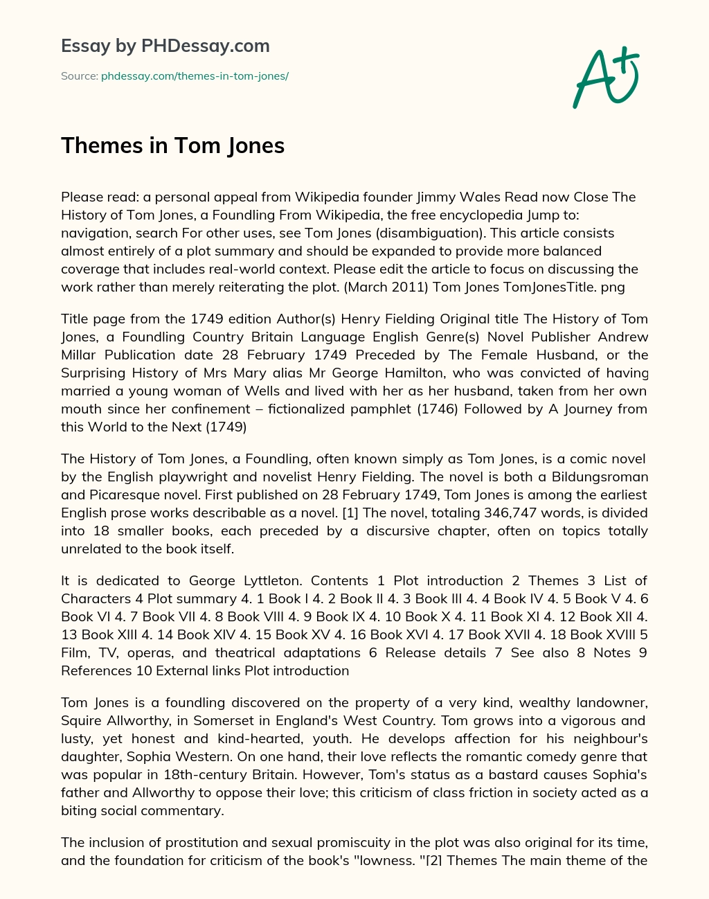 Themes in Tom Jones essay