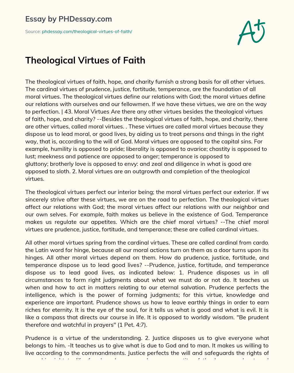 Theological Virtues of Faith essay