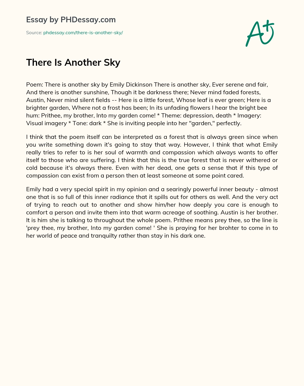 There Is Another Sky essay