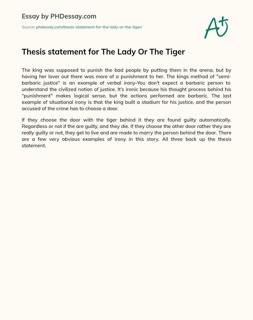 the lady or the tiger irony