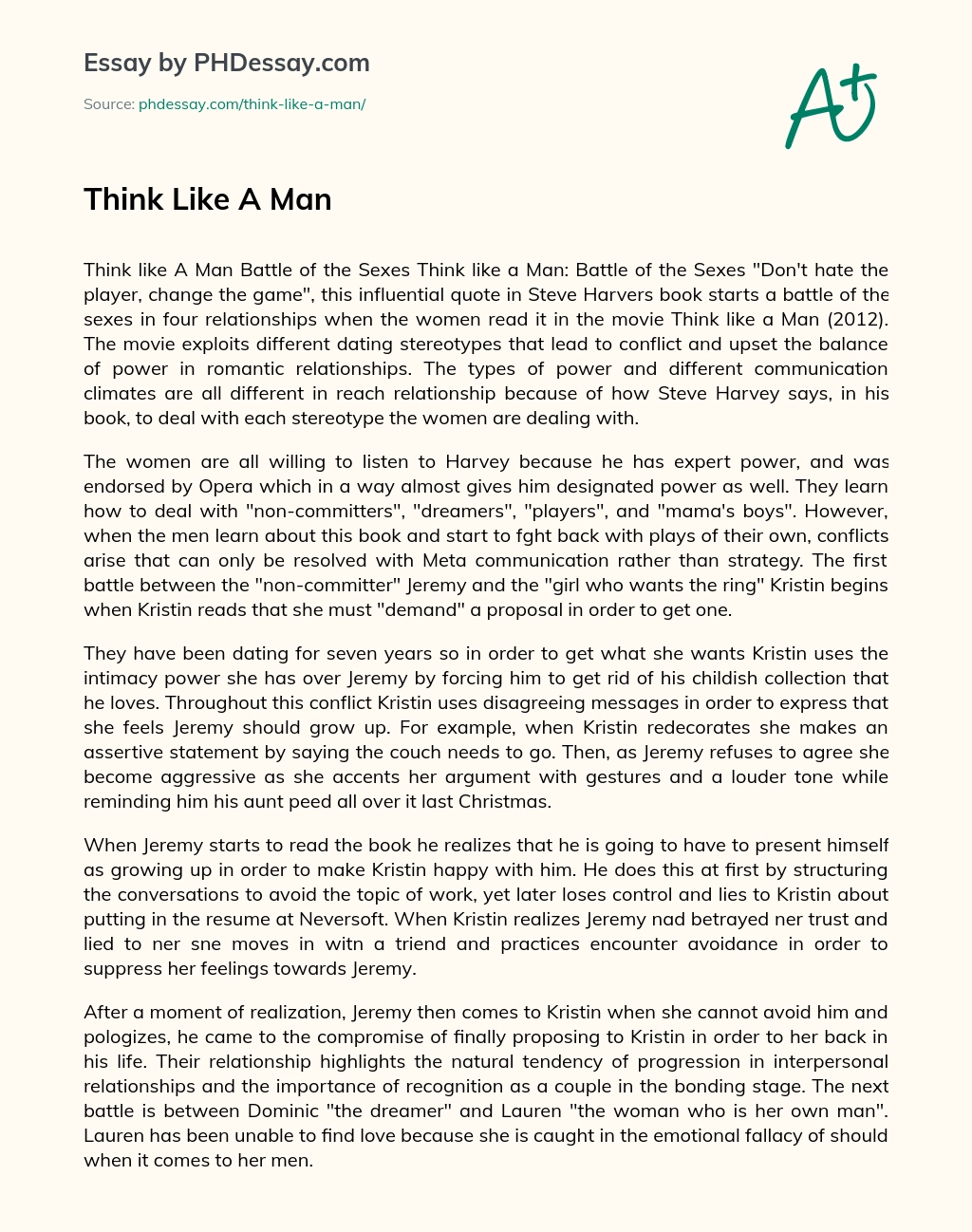 Think Like A Man essay