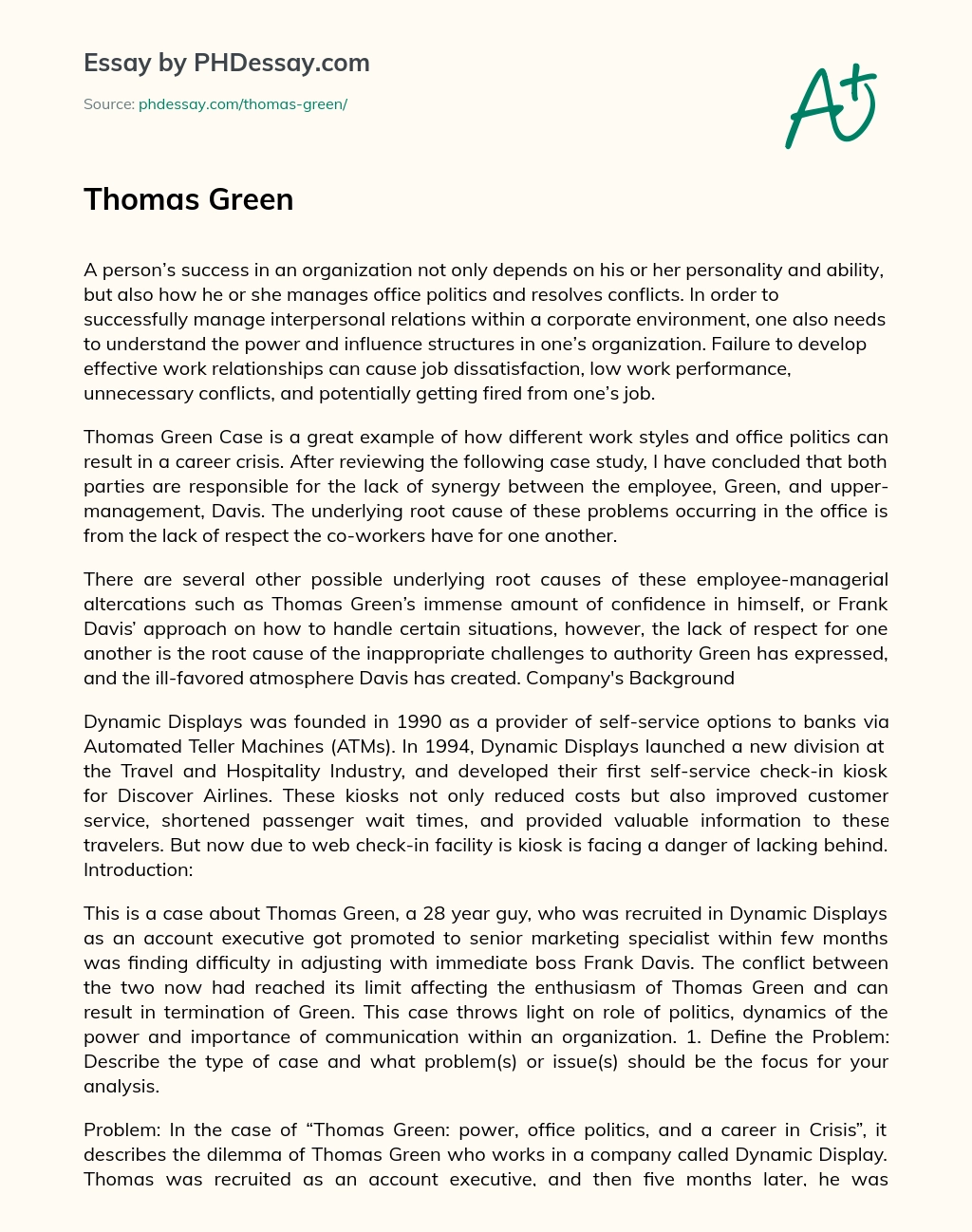 Thomas Green essay