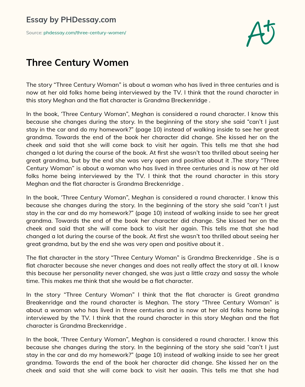 Three Century Women essay