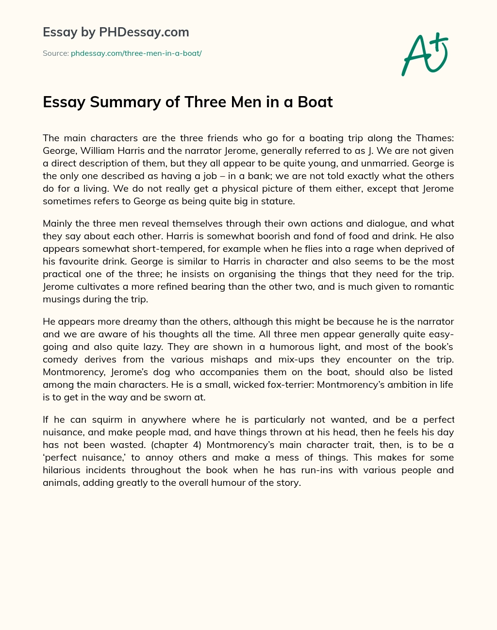 Essay Summary of Three Men in a Boat essay