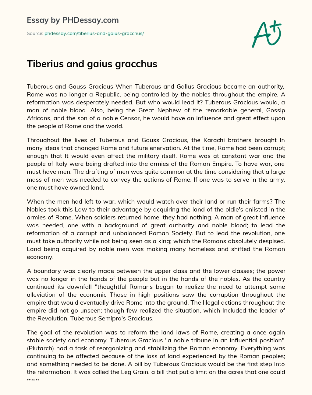 Tiberius and gaius gracchus essay