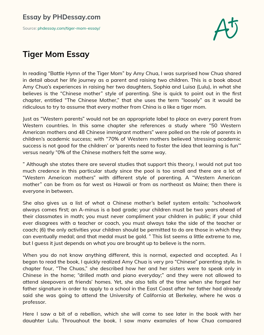Tiger Mom Essay essay