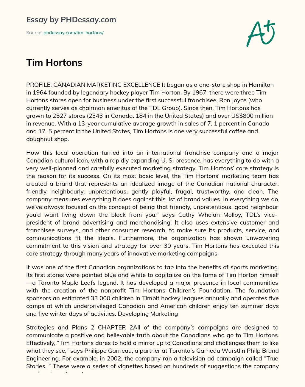 Tim Hortons essay