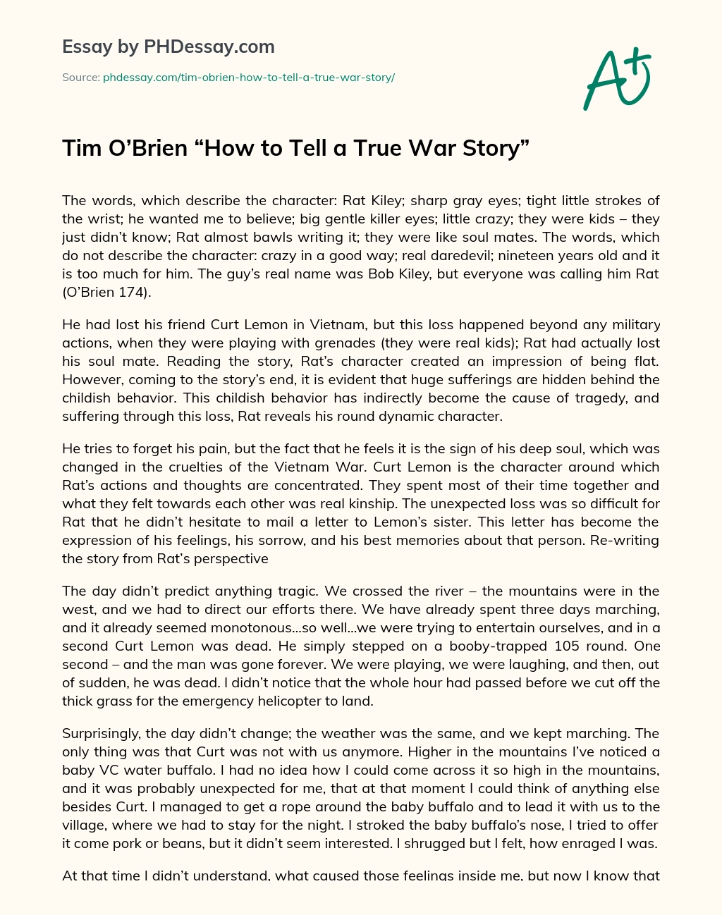 Tim O’Brien “How to Tell a True War Story” essay