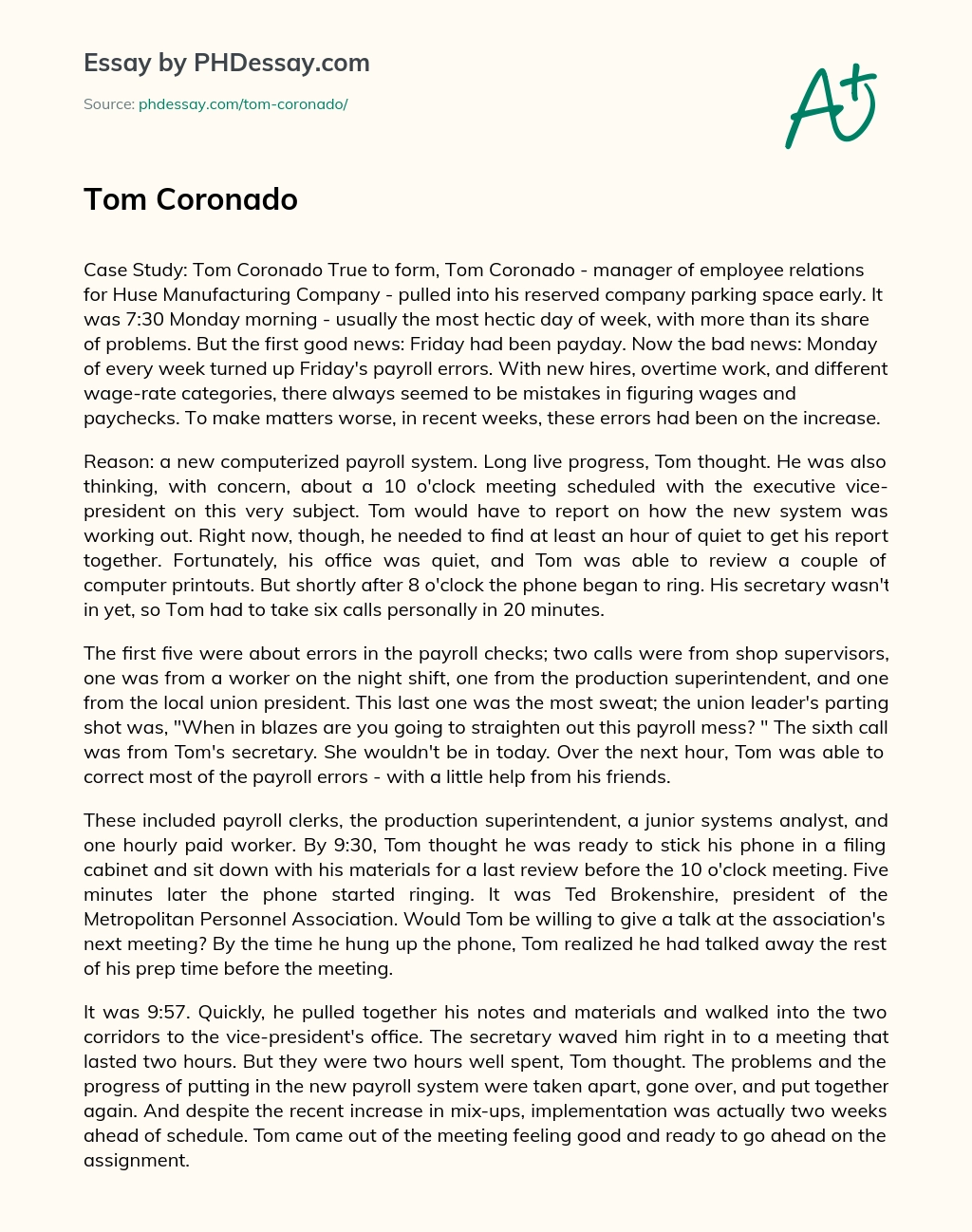 Tom Coronado essay