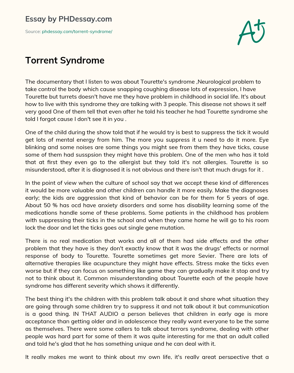 Torrent Syndrome essay