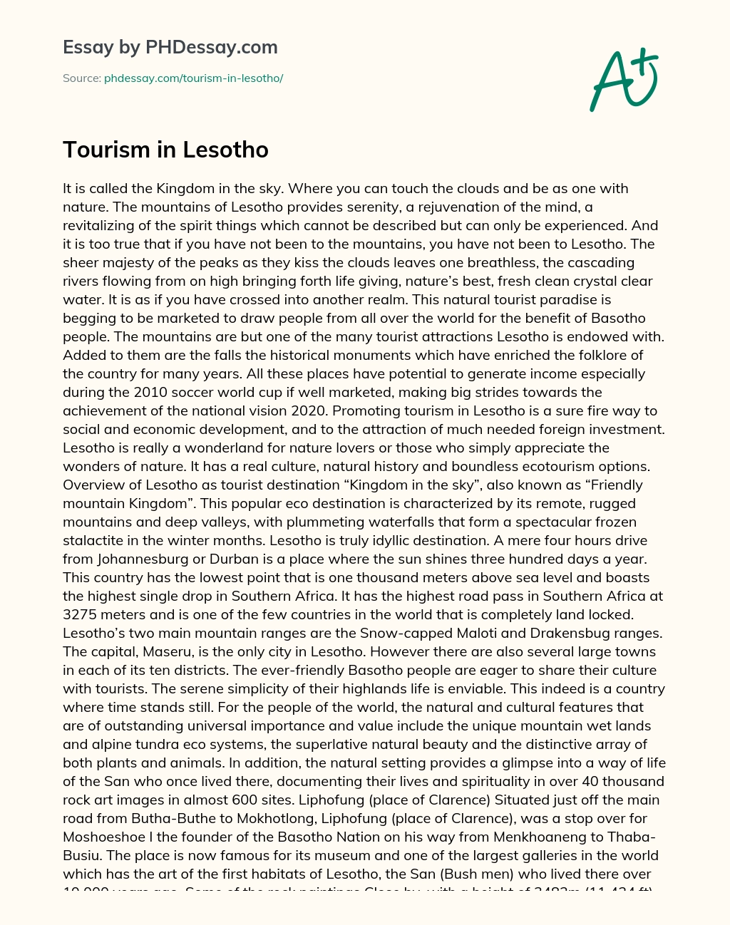 Tourism in Lesotho essay