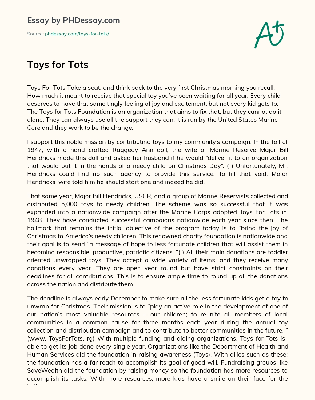 Toys for Tots essay