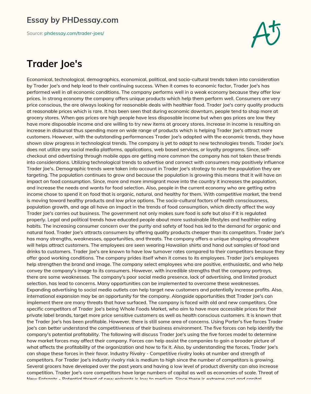 Trader Joe’s essay