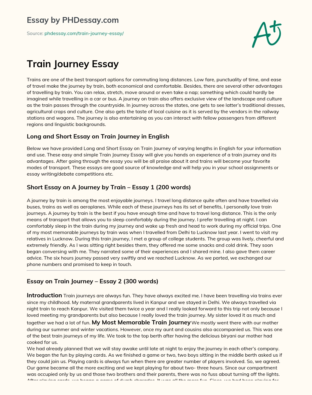 Train Journey Essay essay