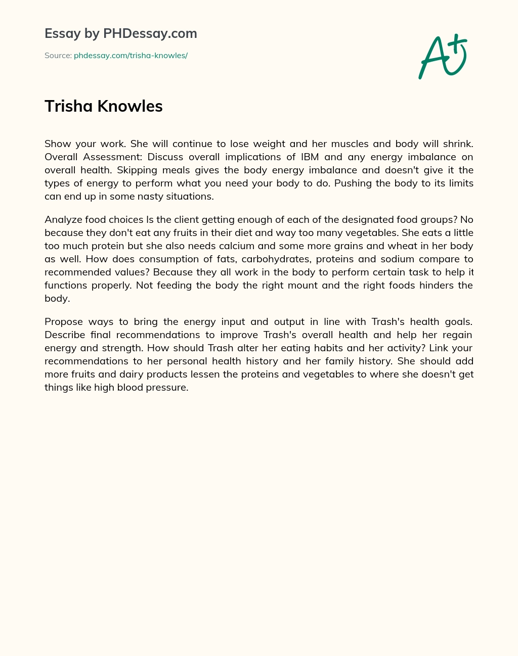 Trisha Knowles essay