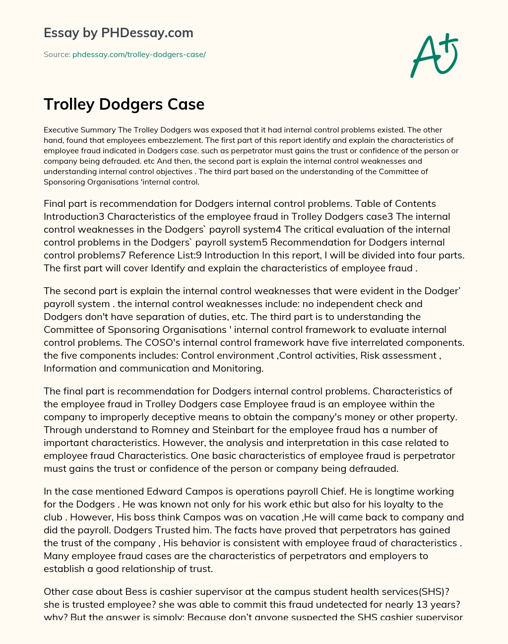 Trolley Dodgers Case essay