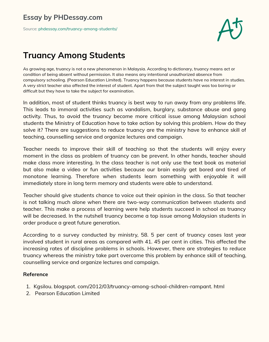 Truancy Among Students essay