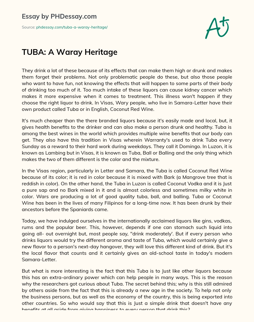 TUBA: A Waray Heritage essay