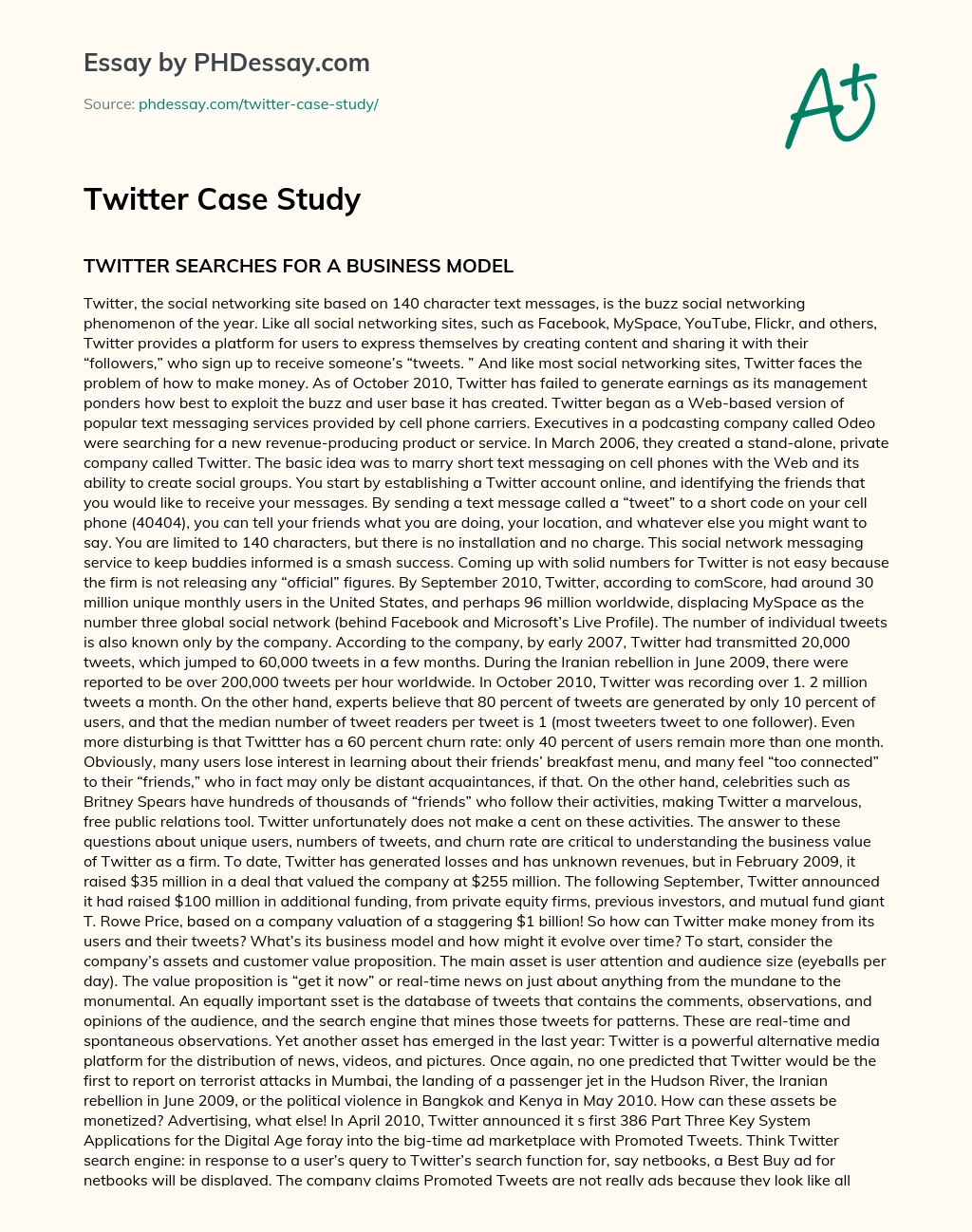 Twitter Case Study essay