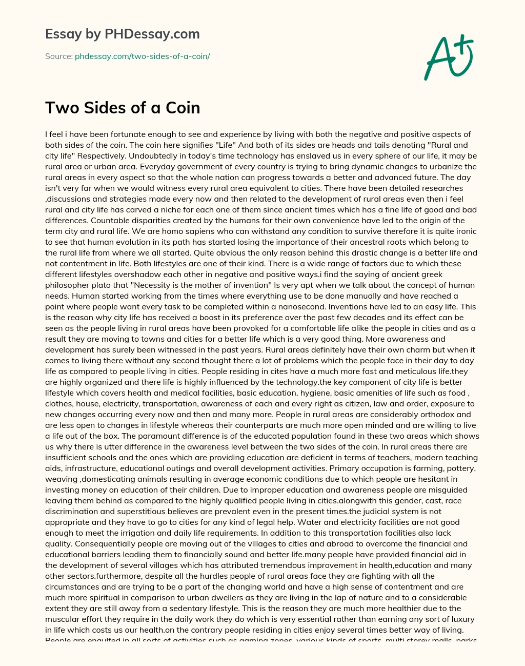 Two Sides of a Coin essay
